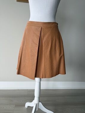 Women's  Leather A-Line Skirt - Tan
